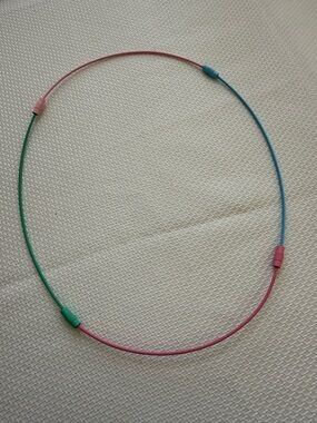 Colorful Multi-Section Cable Necklace - Pink, Teal, Green